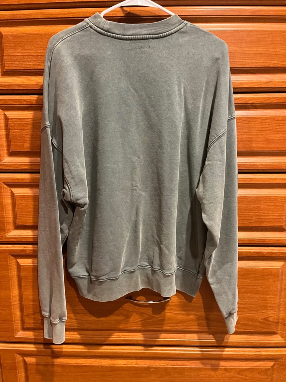 Oversized Anine Bing Sage Green/Gray Logo Crewneck Sweatshirt - Picture 2 of 4